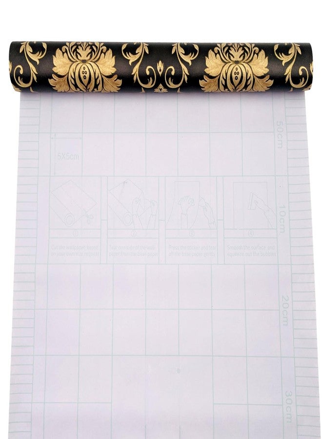 Yifasy 2 Pack Black Cabinet Liners Self-Adhesive Shelf Drawer Papers Coffee Damask Easy Install Redo Countertops Storage Chests 17.7 Inch Wide - Image 4